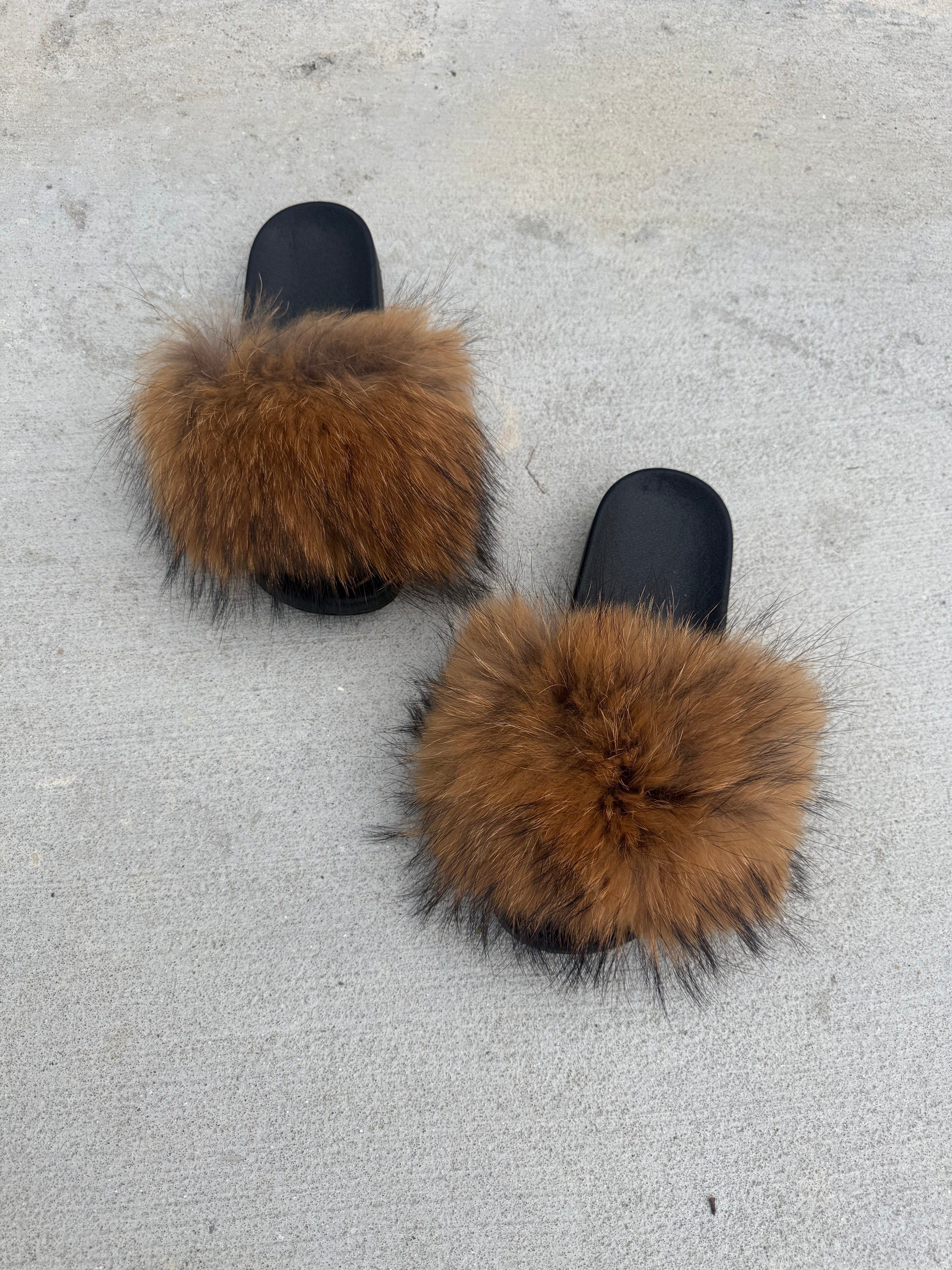 Classic Brown Fur Slides